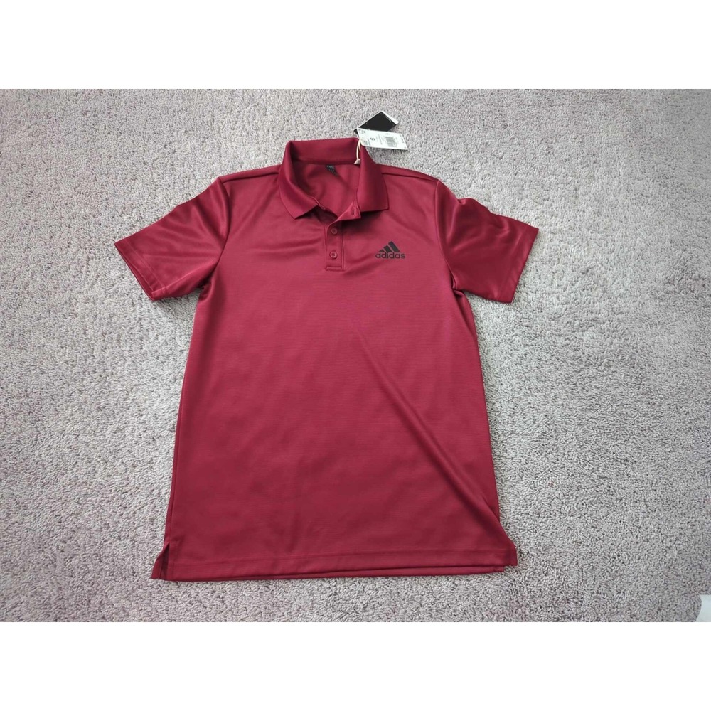 Adidas Polo Shirt Mens Medium Red Short Sleeve Logo D2M Golf Athletic‎ NEW